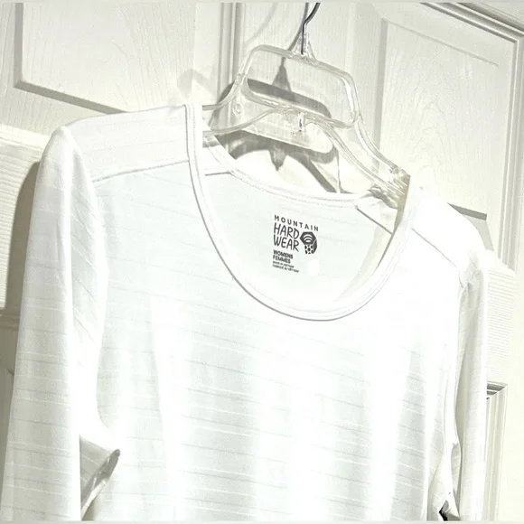 Mountain Hardwear Women's Large Mighty Stripe Long Sleeve Top Cream NWT T-Shirt - Picture 2 of 9